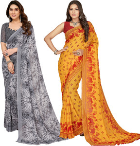anand sarees floral print polka print ombre printed bollywood georgette saree