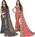 Anand Sarees Floral Print, Polka Print, Ombre, Printed Bollywood Georgette Saree