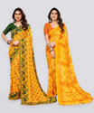 Anand Sarees Floral Print, Polka Print, Ombre, Printed Bollywood Georgette Saree