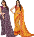 Anand Sarees Floral Print, Polka Print, Ombre, Printed Bollywood Georgette Saree