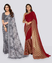Anand Sarees Floral Print, Polka Print, Ombre, Printed Bollywood Georgette Saree
