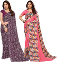 Anand Sarees Floral Print, Polka Print, Ombre, Printed Bollywood Georgette Saree
