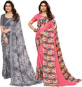 Anand Sarees Floral Print, Polka Print, Ombre, Printed Bollywood Georgette Saree