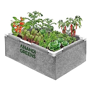 anandi green39s 400 gsm geo fabric rectangular plant grow bags with pvc pipe support suitable for vegetable outdoor terrace gardening size grey 3lx2wx1h fit