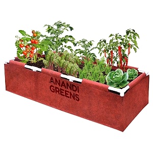 anandi green39s 400 gsm geo fabric rectangular plant grow bags with pvc pipe support suitable for vegetable outdoor terrace gardening size maroon 5lx2wx1h fit