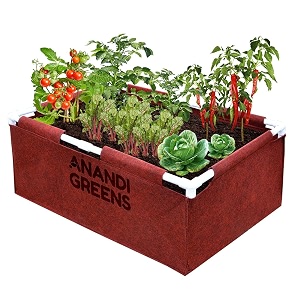 anandi green39s 400 gsm geo fabric rectangular plant grow bag with pvc pipe support suitable for vegetable terrace gardening size maroon color 3lx2wx1h fit