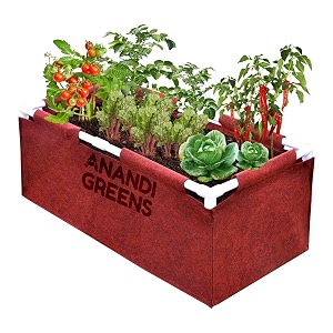 anandi green39s 400 gsm geo fabric rectangular plant grow bags with pvc pipe support suitable for vegetable outdoor terrace gardening size maroon 3lx15wx1h fit