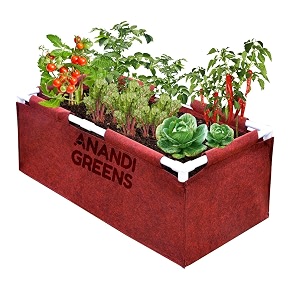 anandi green39s 400 gsm geo fabric rectangular plant grow bags with pvc pipe support size 2lx15wx1h maroon color