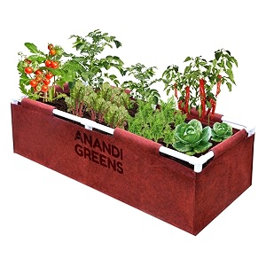 anandi green39s 400 gsm geo fabric rectangular plant grow bags with pvc pipe support suitable for vegetable outdoor terrace gardening size maroon 4lx15wx125h fit