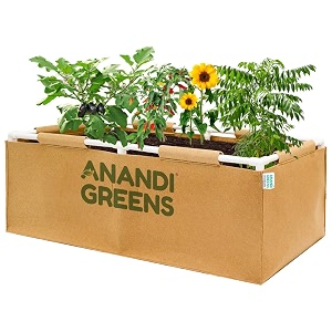 anandi green39s 400 gsm geo fabric rectangular plant grow bag with pvc pipe support suitable for vegetable terrace gardening cemal 4lx15wx1h fit