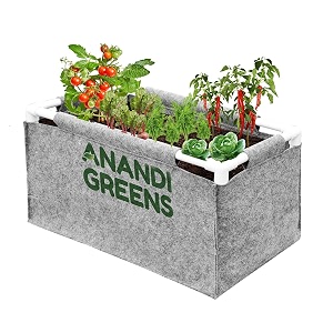 anandi green39s 400 gsm geo-fabric rectangular plant grow bag with pvc pipe support suitable for vegetable terrace gardening size grey 2lx1wx1h fit