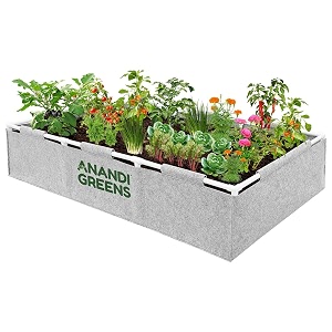 anandi green39s 400 gsm geo fabric rectangular plant grow bag with pvc pipe support suitable for vegetable outdoor terrace gardening size grey 6lx3wx1h fit