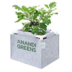 anandi green39s 400 gsm geo fabric rectangular plant grow bag with pvc pipe support suitable for vegetable terrace gardening grey 15lx1wx1h fit