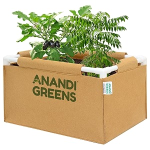 anandi green39s 400 gsm geo fabric rectangular plant grow bag with pvc pipe support suitable for vegetable terrace gardening cemal 2lx15wx1h fit