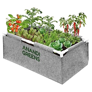 anandi green39s 400 gsm geo fabric rectangular plant grow bags with pvc pipe support suitable for vegetable outdoor terrace gardening size grey 2lx15wx1h fit