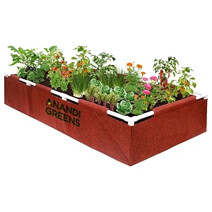 anandi green39s 400 gsm geo fabric rectangular plant grow bags with pvc pipe support suitable for vegetable outdoor terrace gardening maroon color 6lx3wx1h fit