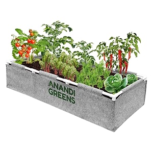 anandi green39s 400 gsm geo fabric rectangular plant grow bags with pvc pipe support suitable for vegetable outdoor terrace gardening size grey 5lx2wx1h fit
