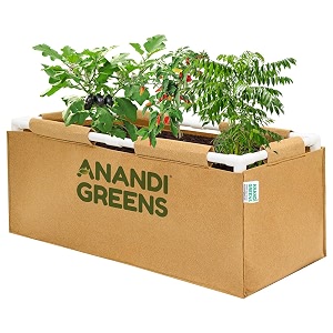 anandi green39s 400 gsm geo fabric rectangular plant grow bag with pvc pipe support suitable for vegetable terrace gardening cemal 3lx1wx1h fit