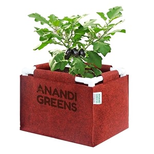 anandi green39s 400 gsm geo fabric rectangular plant grow bag with pvc pipe support suitable for vegetable terrace gardening maroon 15lx1wx1h fit