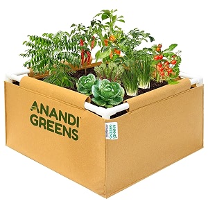 anandi green39s 400 gsm geo fabric rectangular plant grow bag with pvc pipe support suitable vegetable terrace gardening cemal color size 2lx2wx1h fit