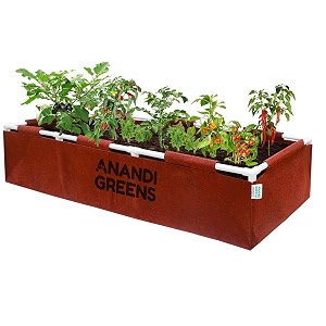 anandi green39s 400 gsm geo fabric rectangular plant grow bags with pvc pipe support suitable for vegetable terrace outdoor gardening size maroon 6lx2wx1h fit