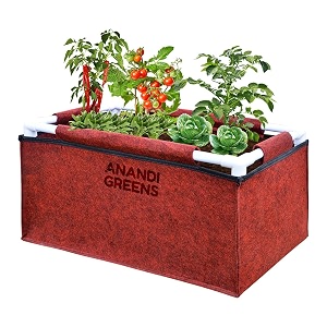 anandi green39s 400 gsm geo fabric rectangular plant grow bag with pvc pipe support suitable for vegetable outdoor terrace gardening bag size maroon 2lx1wx1h fit