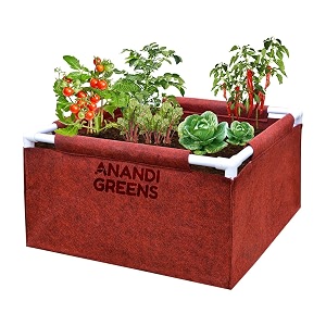 anandi green39s 400 gsm geo fabric rectangular plant grow bags with pvc pipe support suitable for vegetable terrace gardening size maroon 2lx2wx1h fit