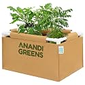 Anandi Green's 400 GSM Geo Fabric Rectangular Plant Grow Bag with PVC Pipe Support Suitable for Vegetable Terrace Gardening (Cemal, 2Lx1.5Wx1H Fit)