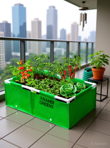 anandi greens hdpe uv protected 360 gsm rectangular grow bag with pvc pipe 4lx2wx1h fit grow bag