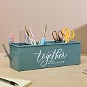 anantam homes organizer with 4 compartments for office table | stylish Metal Desk Organizer | Stationary Storage | Pencil Holder for Office, Home, and Study Table (Together) Moss-Green