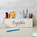 anantam homes organizer with 4 compartments for office table | stylish Metal Desk Organizer | Stationary Storage | Pencil Holder for Office, Home, and Study Table (Together) Beige
