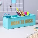 anantam homes quoted desk organizer with 4 compartments for office table | stylish Metal Desk Organizer | Stationary Storage | Pencil Holder for Office, Home, and Study Table (Born To Boss) Aqua
