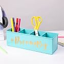 anantam homes quoted desk organizer with 4 compartments for office table | stylish Metal Desk Organizer | Stationary Storage | Pencil Holder for Office, Home, and Study Table (Dream Big) Aqua