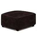 ANARACHON Leather Like Ottoman Cover, Stretch Small Square Ottoman Covers, Rectangular Ottoman Slipcovers with Removable Washable Non-Slip Elastic Bottom for Footstools (02 Chocolate, XX-Large)