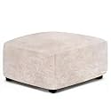 ANARACHON Leather Like Ottoman Cover, Stretch Small Square Ottoman Covers, Rectangular Ottoman Slipcovers with Removable Washable Non-Slip Elastic Bottom for Footstools (02 Beige, XX-Large)