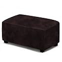 ANARACHON Leather Like Ottoman Cover, Stretch Small Square Ottoman Covers, Rectangular Ottoman Slipcovers with Removable Washable Non-Slip Elastic Bottom for Footstools (02 Chocolate, X-Large)