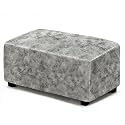 ANARACHON Leather Like Ottoman Cover, Stretch Small Square Ottoman Covers, Rectangular Ottoman Slipcovers with Removable Washable Non-Slip Elastic Bottom for Footstools (Marble, XL)