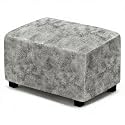 ANARACHON Leather Like Ottoman Cover, Stretch Small/Large Square Ottoman Covers, Rectangular Ottoman Slipcovers with Non-Slip Elastic Bottom for Footstools (Small, Marble)