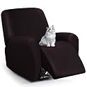 ANARACHON Leather Look Recliner Chair Covers, 4-Pieces Stretch Recliner Cover, Soft Reclining Chair Slipcover, Washable Furniture Protector for Large Lazy Boy Recliner (1 XL Seater, 01 Chocolate)