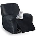 ANARACHON Leather Look Recliner Chair Covers, 4-Pieces Stretch Recliner Cover, Soft Reclining Chair Slipcover, Washable Furniture Protector for Pets (1 Seater,02 Deeper Blue)
