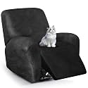 ANARACHON Leather Look Recliner Chair Covers, 4-Pieces Stretch Recliner Cover, Soft Reclining Chair Slipcover, Washable Furniture Protector for Large Lazy Boy Recliner (1 XL Seater, Dark Gray)
