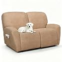 ANARACHON Loveseat Recliner Cover 6-Piece Leather Look Couch Cover for Loveseat with Pocket,Washable Non-Slip Sofa Covers for Pets(02-#6Brown,2 Seater)