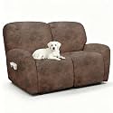 ANARACHON Loveseat Recliner Cover 6-Piece Leather Look Couch Cover for Loveseat with Pocket,Washable Non-Slip Sofa Covers for Pets(02 Light Brown,2 Seater)