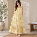 ANBA Women Tiered Multicolor MaxiFull Length Dress