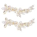 ANBALA 2Pcs Rhinestone Hair Clips, Crystal Hair Barrettes for Women Rhinestone Hair Accessories for Prom, Wedding (Flower&amp;Leaf)