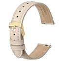 ANBEER Flat Thin Elegant Genuine Leather Watch Strap,Quick Release Replacement Watch Band for Women,Band Size 12mm 14mm 16mm 18mm 20mm 22mm for Choose