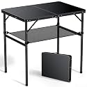 Anbte 3ft Camping Table with Storage Net, 2 Heights Max 29.5", 36" x 24"