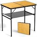 Anbte 3ft Folding Camping Table Max 29.5", 2 Adjustable Height, Yellow