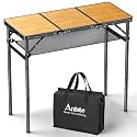 Anbte Tri-fold Camping Table Max 29.5", 3 Adjustable Height Folding Table