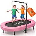 ANCHEER Trampoline for Kids, Toddler Trampoline Indoor Sports and Outdoor Games 56" Kids Rebounder 220LBS Capacity with Adjustable Safety Handrail Foldable Jumper for Boys and Girls